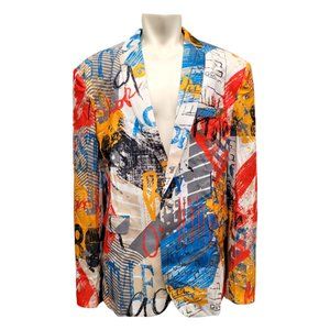 Graffiti Printed Men's Suit Jacket
